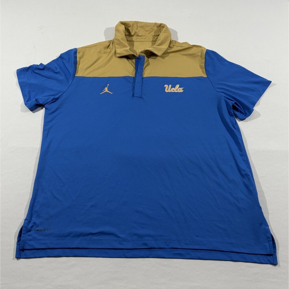 Jordan UCLA Bruins Mens Dri-Fit Jumpman Blue Coach Performance Polo Shirt Sz XL